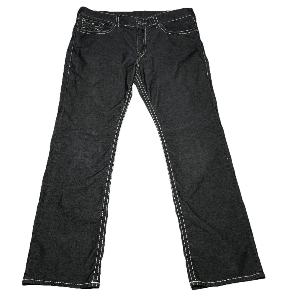 True Religion Ricky Relaxed Straight Mens Size 42x33  Corduroy Pants Flap Pocket